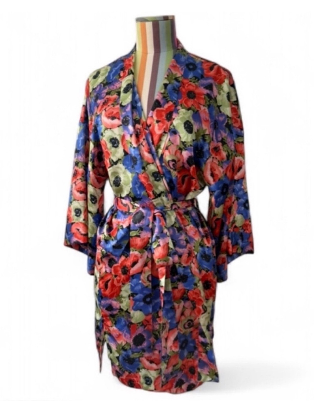 Vintage Victorias Secret Gold Label Colorful Floral Short Robe